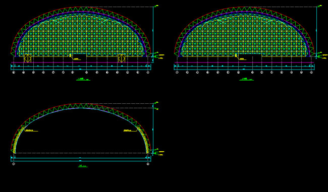 天门跨度110米，拱高35_7米煤棚网架